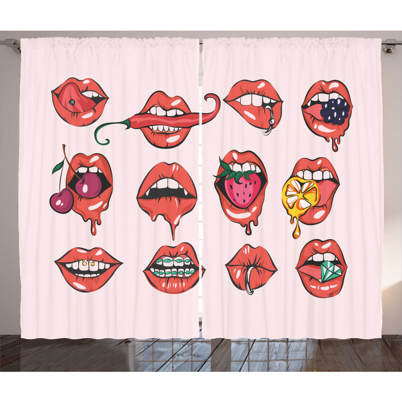 Pierced Tongue Teeth Braces Curtain