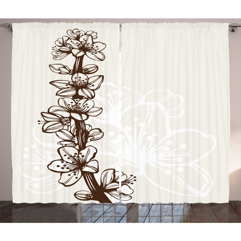 Hand Drawn Petals Curtain