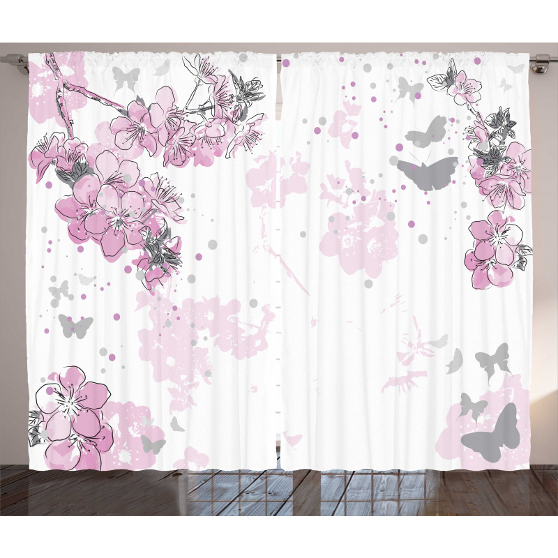 Spring Motif Outline Curtain