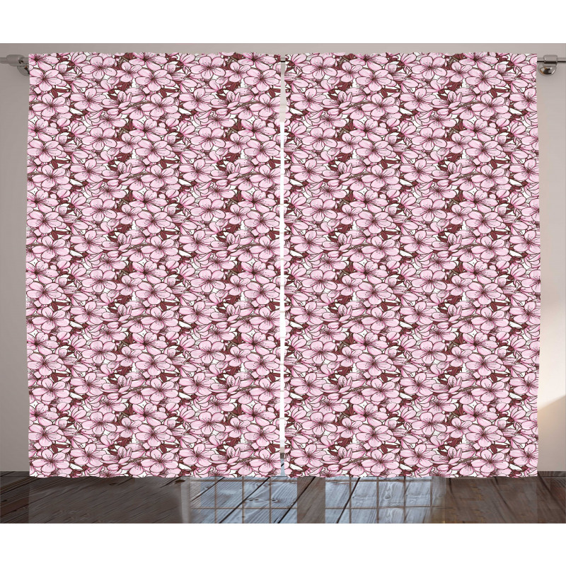 Cherry Flowers Japan Curtain