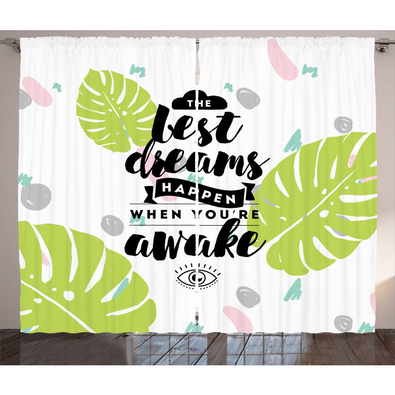 Phrase with Monstera Leaves Curtain