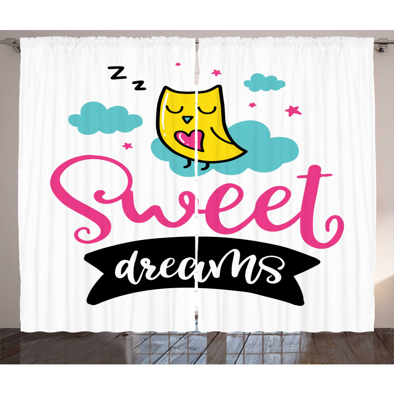 Nursery Sleppy Owl Design Curtain