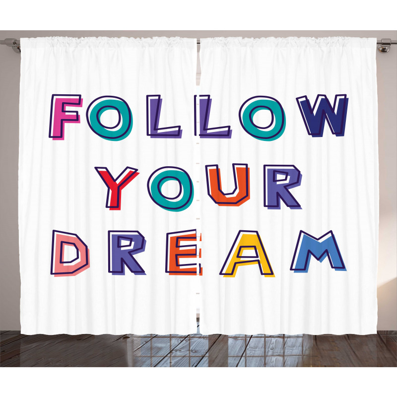 Motivational Phrase Rainbow Curtain