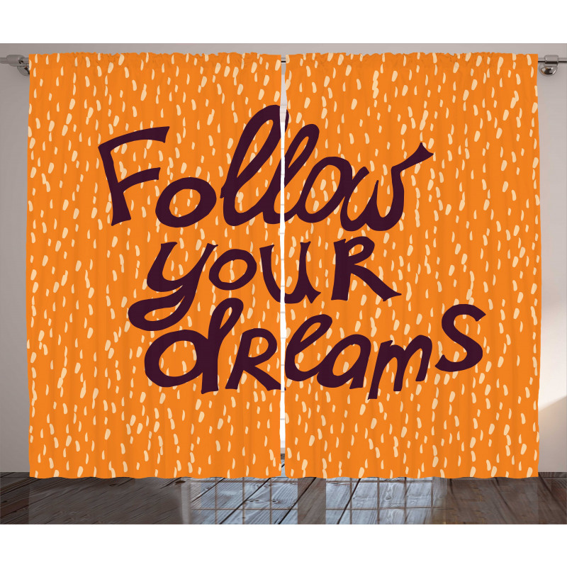 Warm Toned Motivation Design Curtain