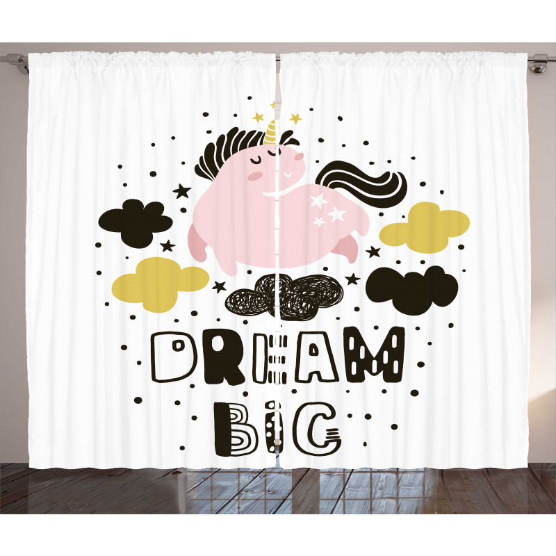 Unicorn in the Sky with Stars Curtain