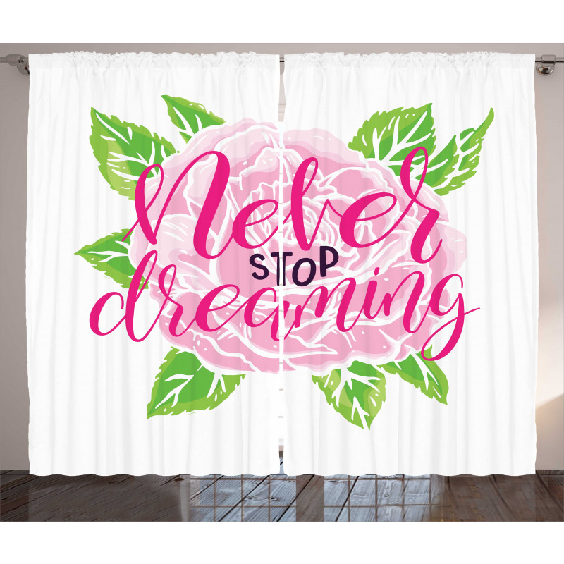 Romantic Rose Calligraphy Curtain