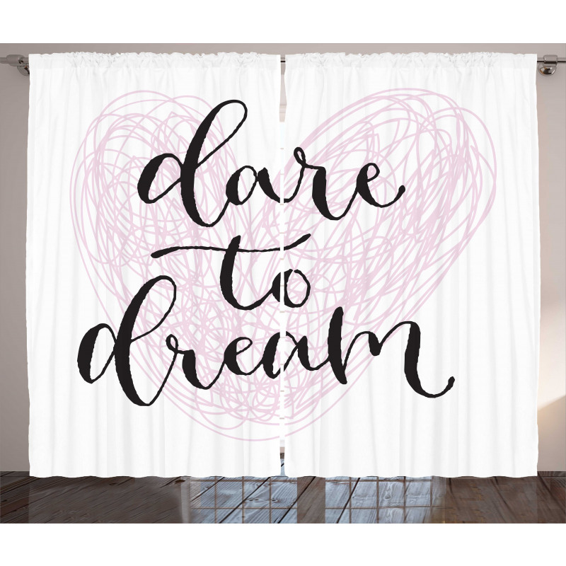 Dare to Dream Words Hearts Curtain