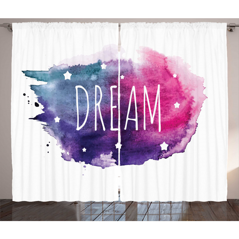 Words with Stars Watercolors Curtain