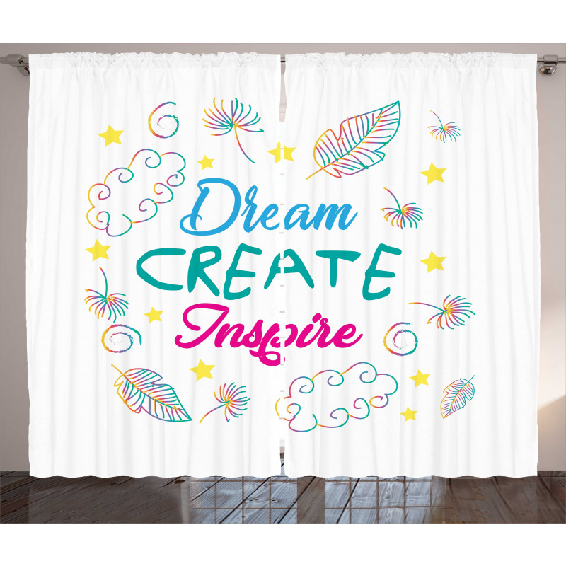 Dream Create Inspire Leaves Curtain