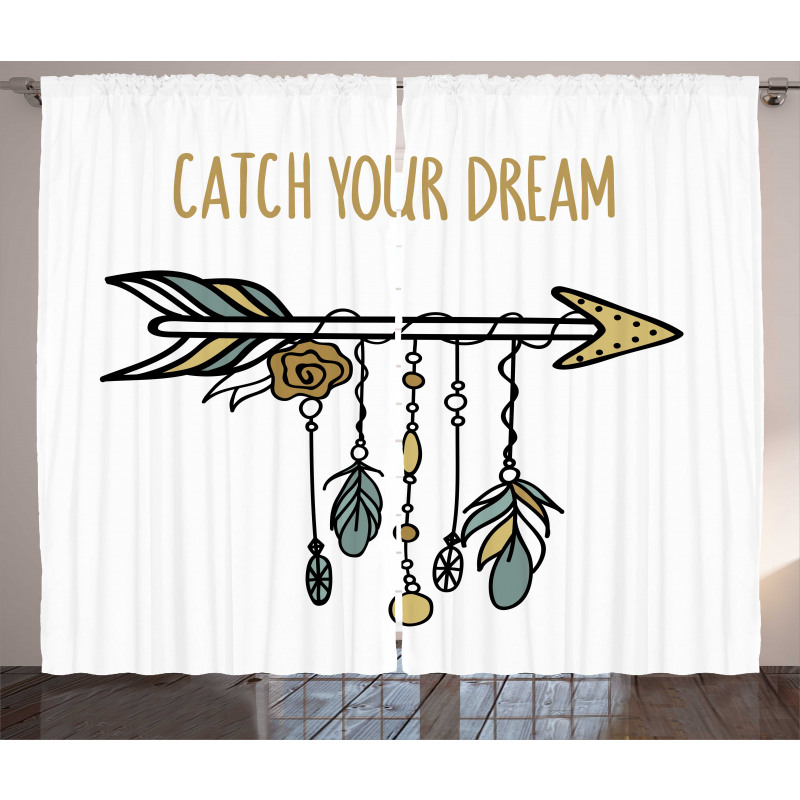 Tribal Arrow with Feathers Curtain