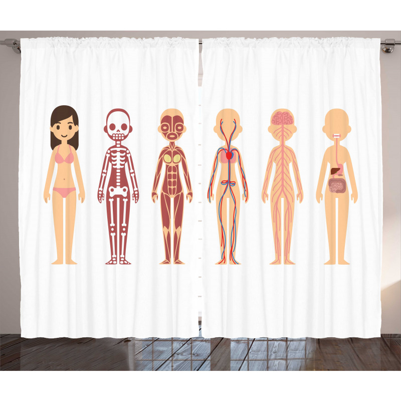 Female Body Anatomy Chart Curtain