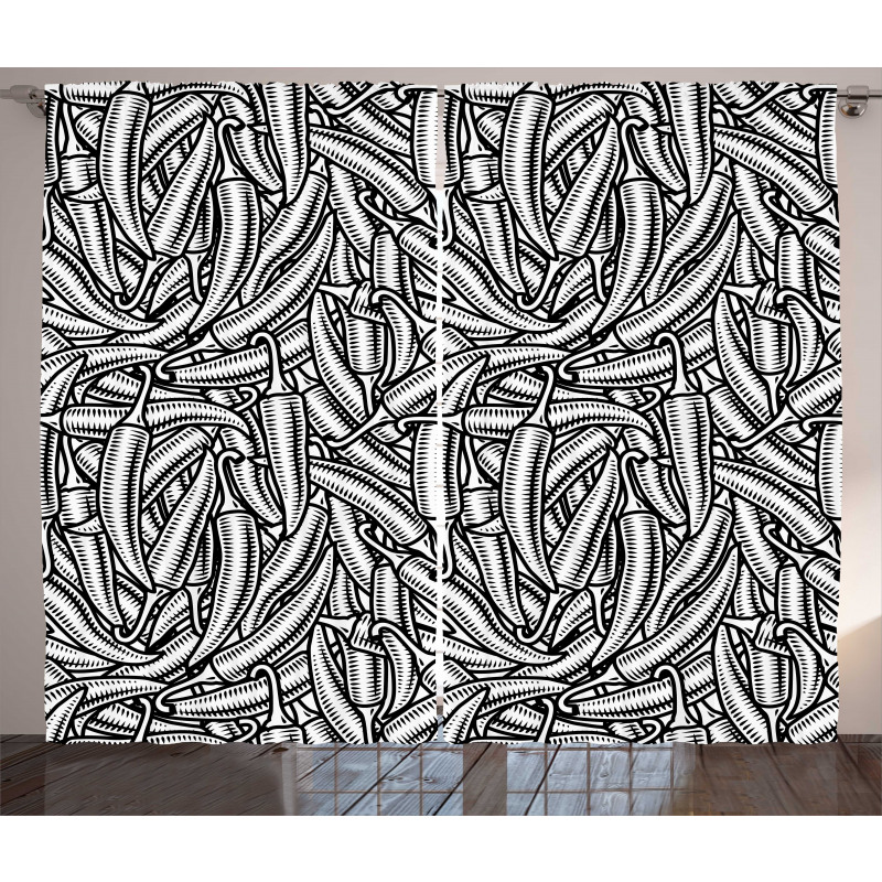 Abstract Modern Chili Peppers Curtain