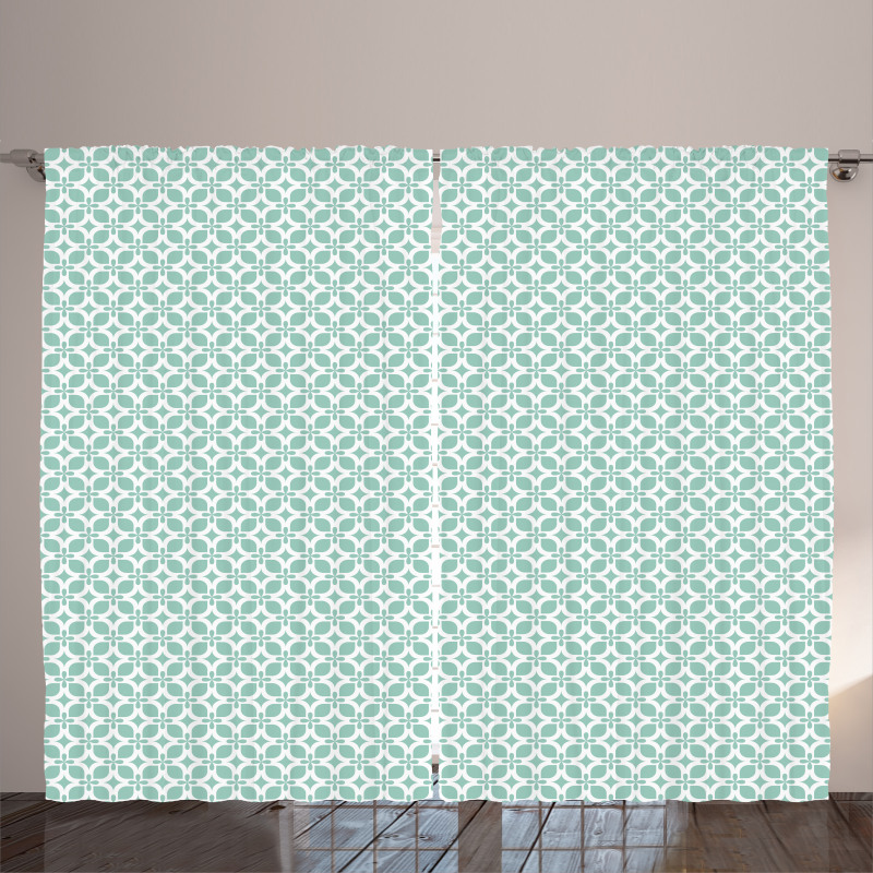 Rounded Squares and Flowers Curtain