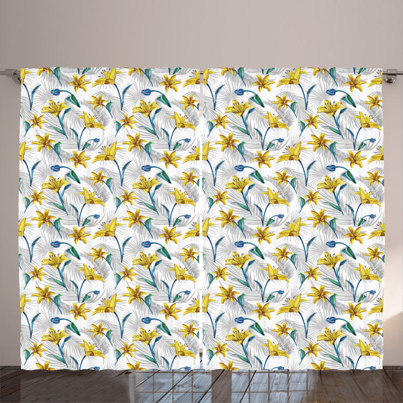 Lily Blossom Flowers Curtain