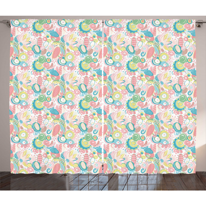 Abstract Colorful Happy Art Curtain