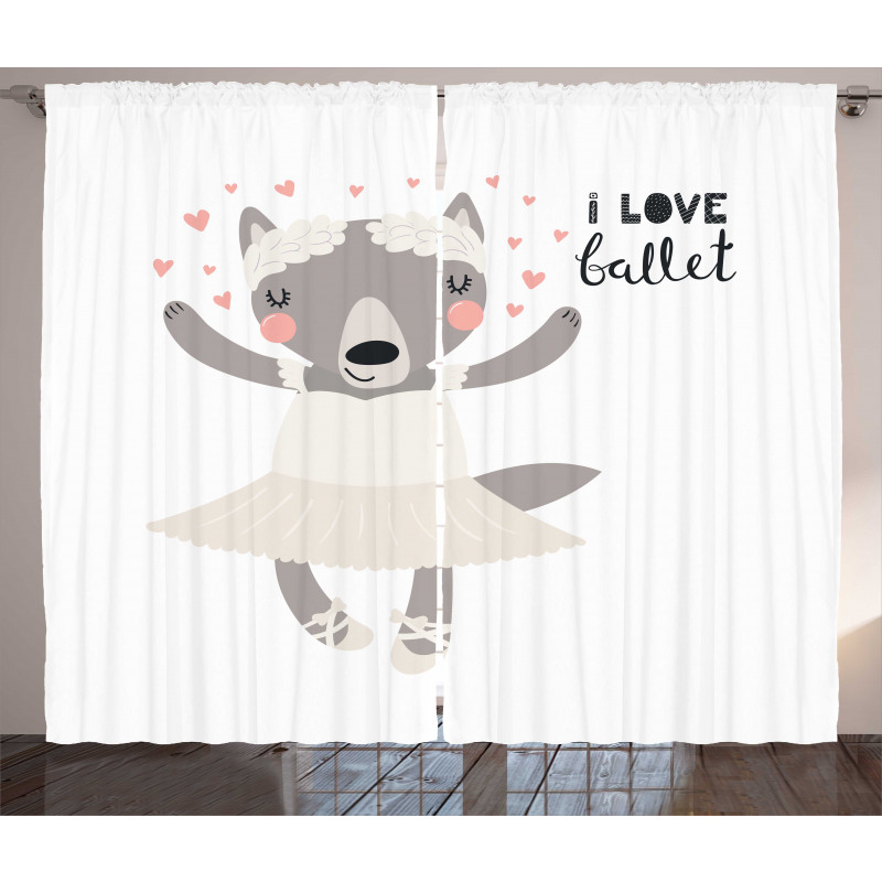 Ballerina Wolf in a Tutu Curtain