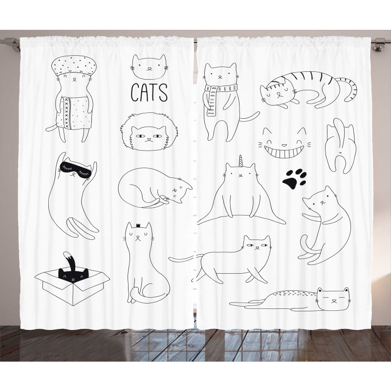 Pattern Cat Fiddles Kitten Curtain