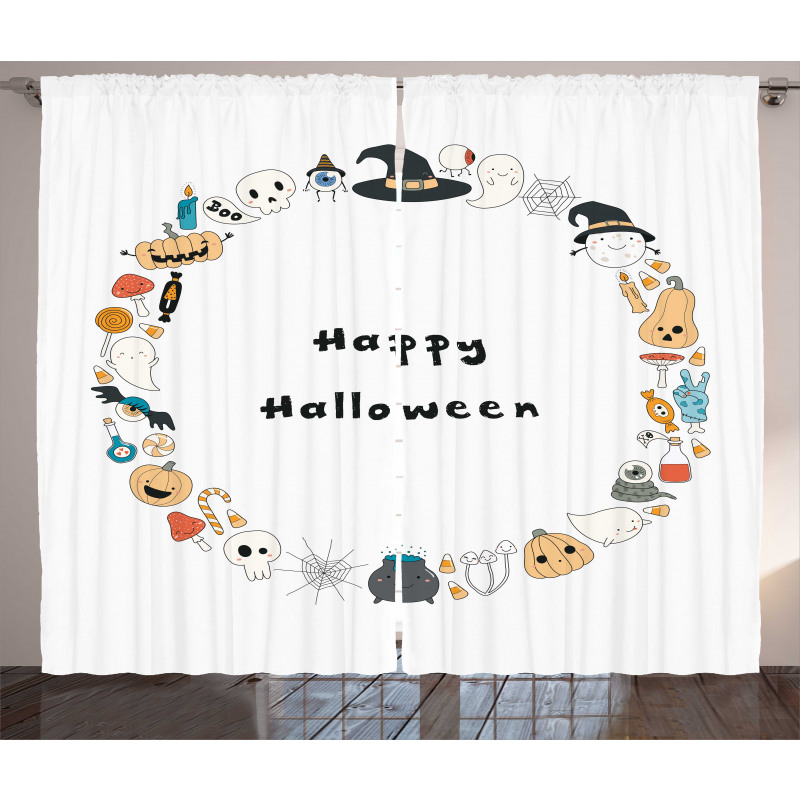 Happy Halloween Sketch Curtain