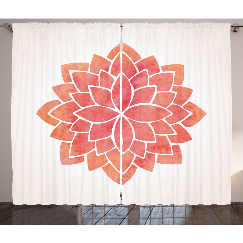 Pattern Lotus Illustration Curtain