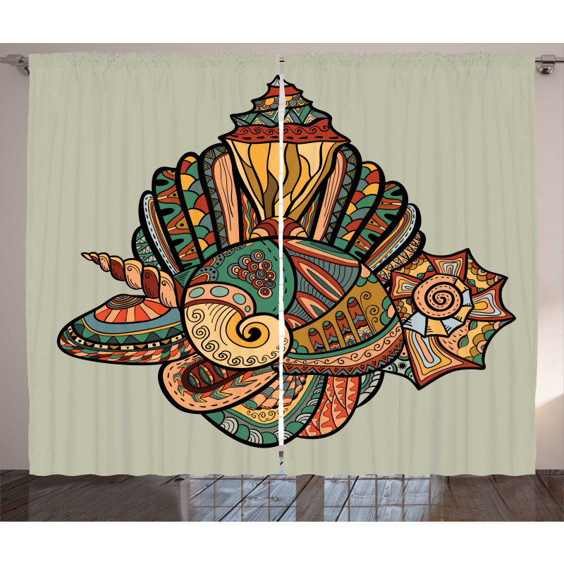 Abstract Seashell Art Curtain