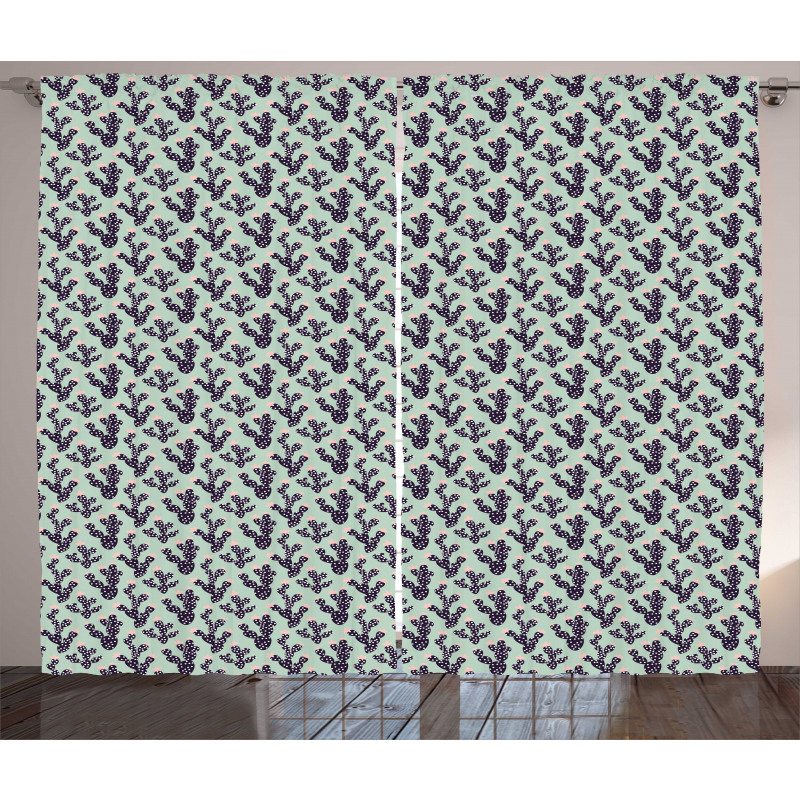 Prickle Plant and Polka Dots Curtain