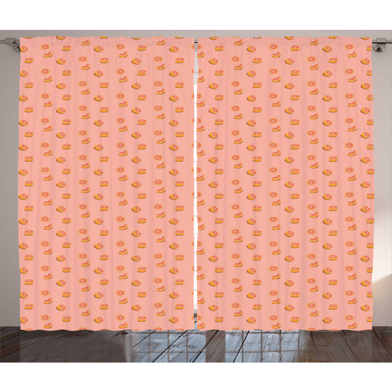 Halved and Sliced Grapefruit Curtain