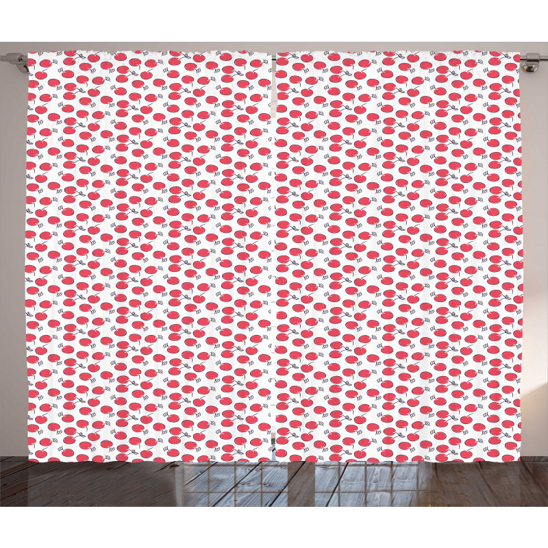 Simplistic Red Berry Pattern Curtain