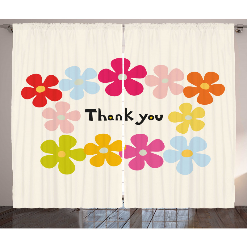 Simple Colorful Flowers Curtain