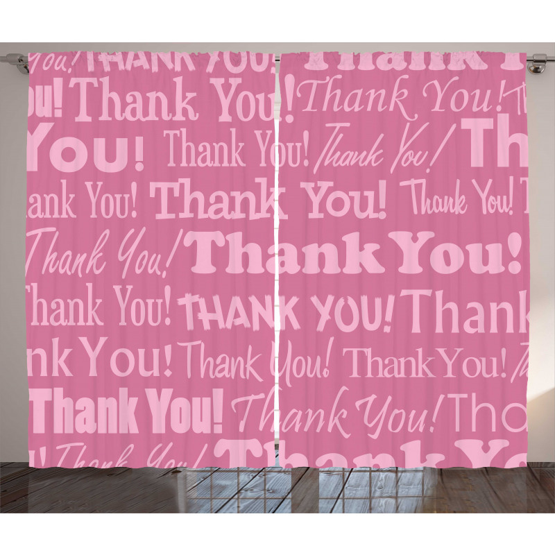 Thankful Message Pink Curtain