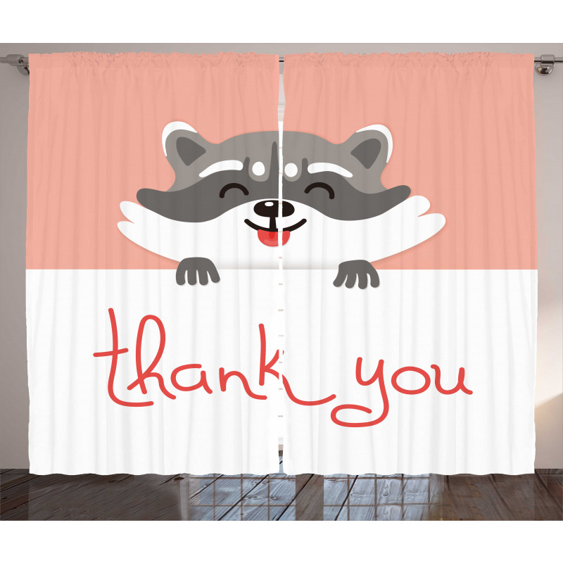 Cheerful Cartoon Raccoon Curtain