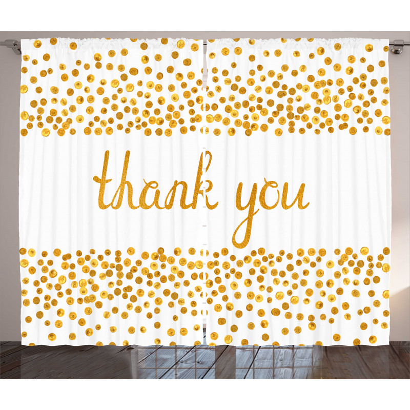 Yellow Tone Dots Cursive Curtain