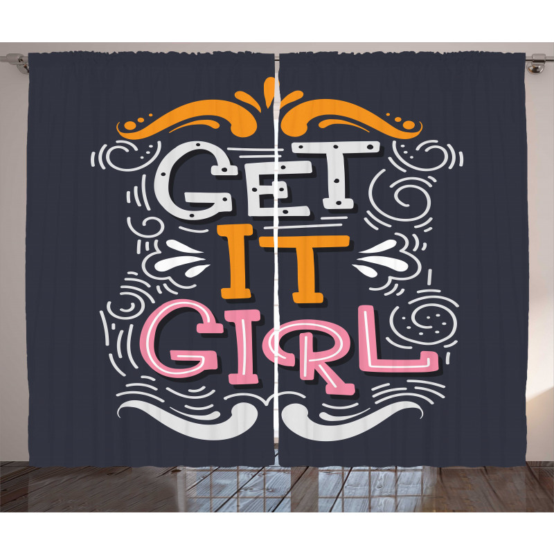 Get It Girl Typography Curtain