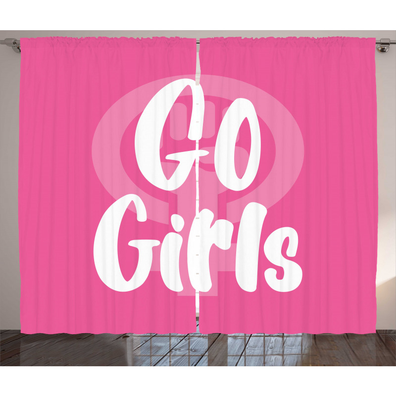 Go Girls Text in Bold Curtain