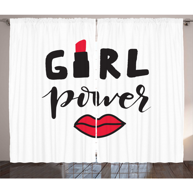 Lipstick in Text Design Curtain