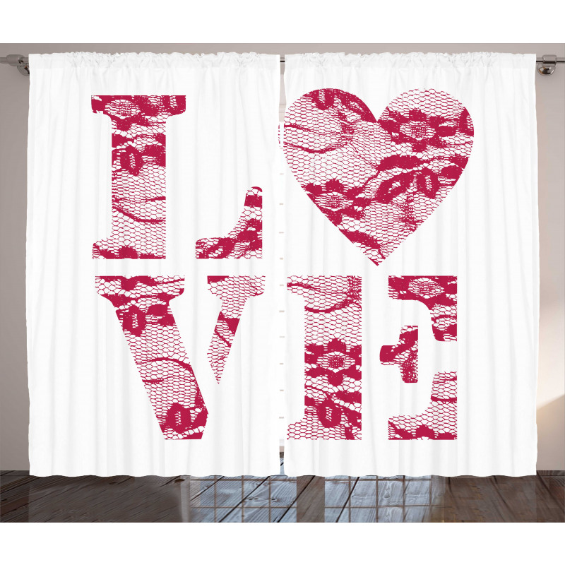 Word Love Vintage Curtain