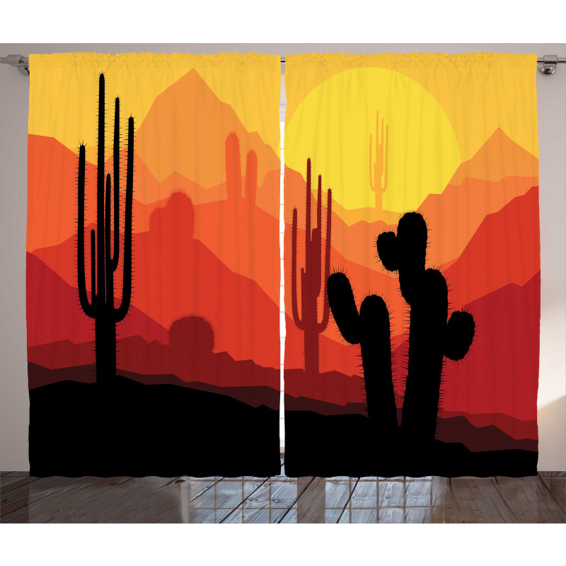 Cactus Silhouettes at Dusk Curtain