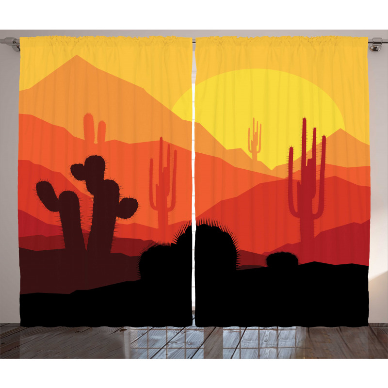 Western Cactus Silhouettes Curtain