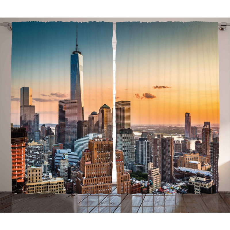 Sunset Manhattan Skyline Curtain