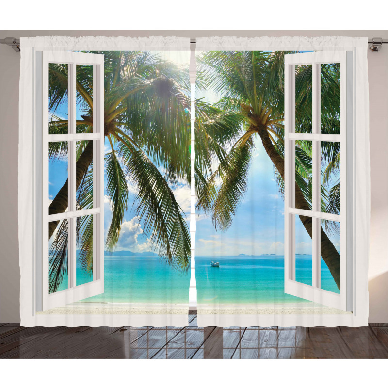 Window to the Exotic Beach Curtain