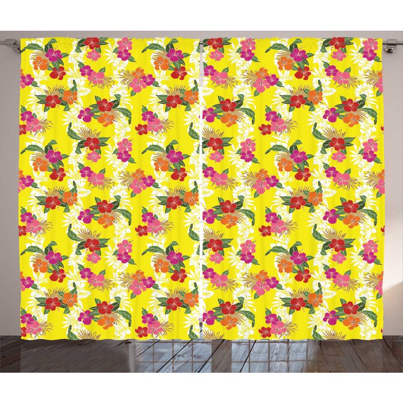 Tropical Flowers Art Curtain