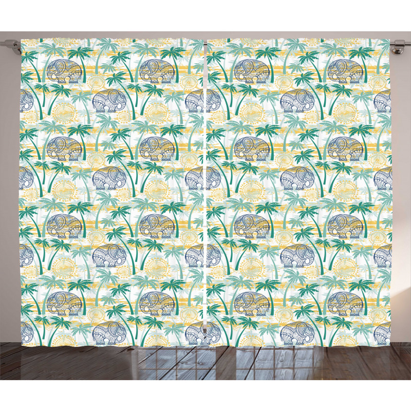 Ethnic Animal and Palms Curtain