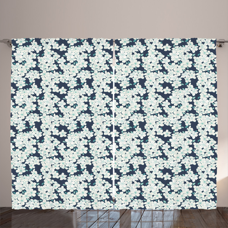 Cartoonish Floral Motif Curtain