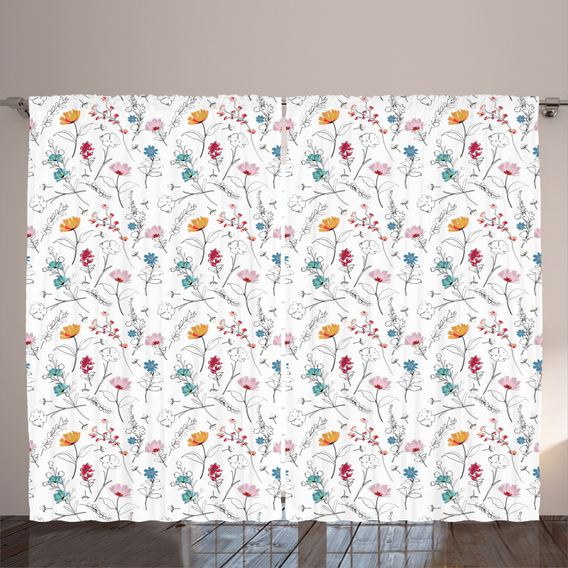 Spring Delicate Flowers Curtain