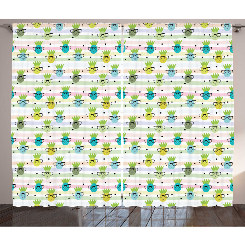 Funny Pineapple Glasses Curtain