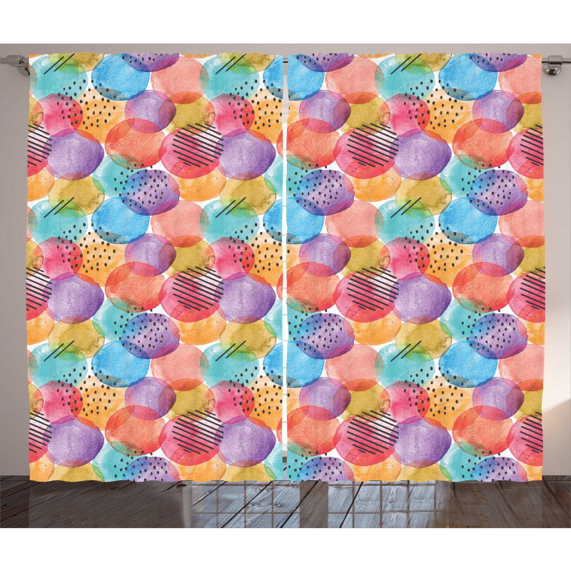 Rainbow Toned Circle Dots Curtain