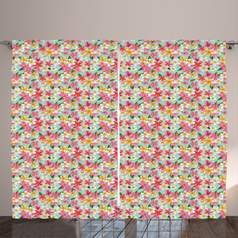 Exotic Watercolor Flowers Curtain