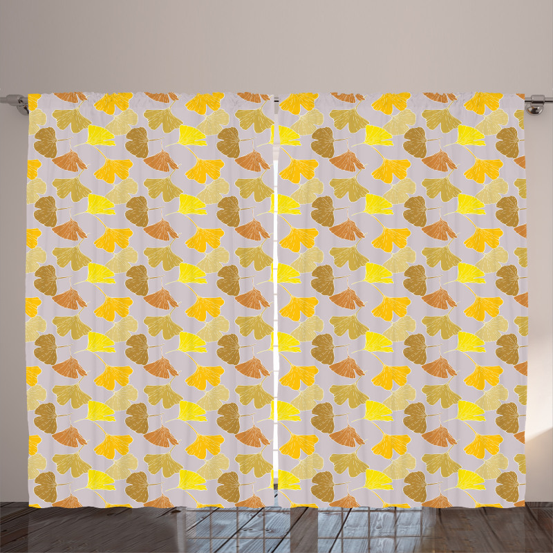 Hand-Drawn Ginkgo Foliage Curtain