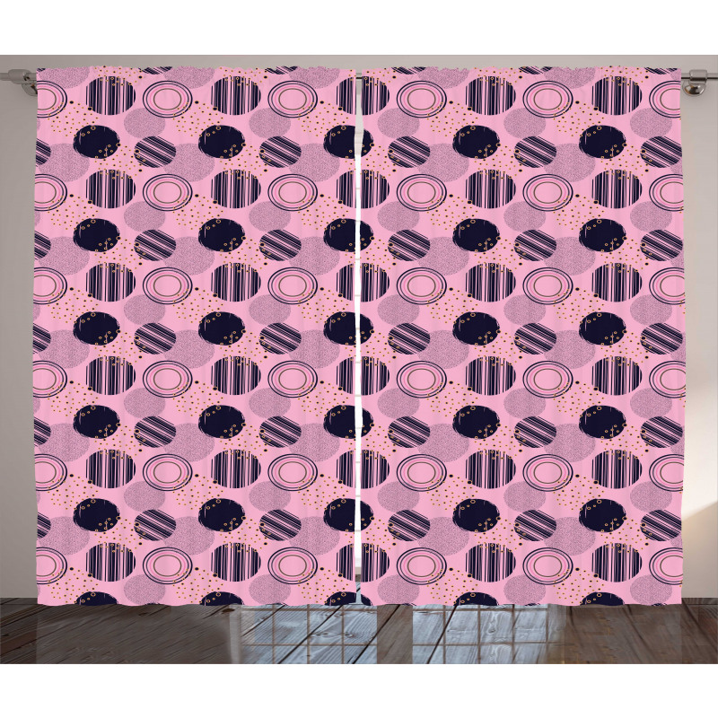 Geometric Circles and Dots Curtain