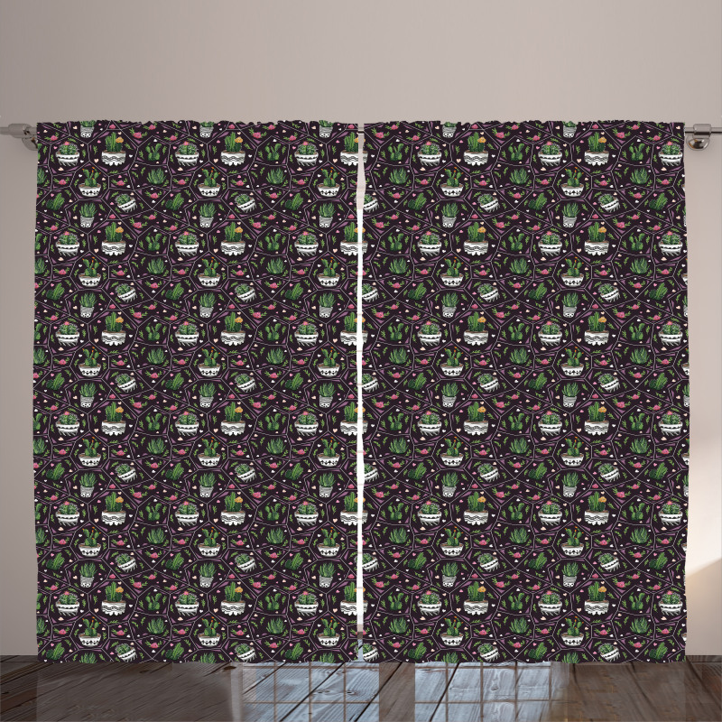 Flowering Succulent Plants Curtain