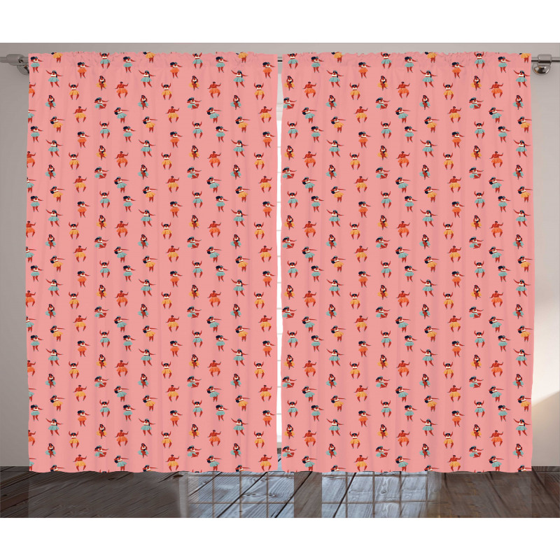 Ladies Dancing Ukulele Curtain